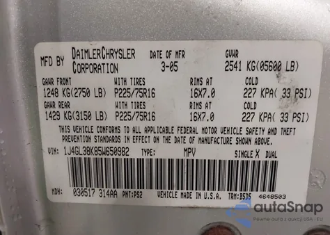 2005 Jeep Liberty Renegade from USA, damaged, VIN 1J4GL38K85W650982